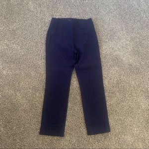Navy cropped dress pants with elastic wait band